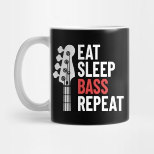 Eat Sleep Bass Repeat Bass Guitar Headstock Dark Theme Mug